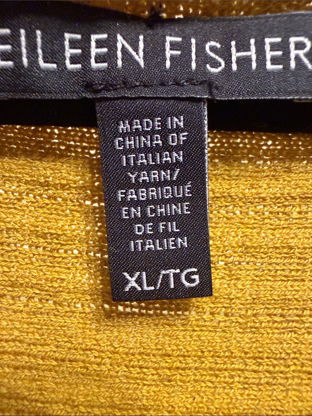 Eileen Fisher Golden Yellow Ribbed Scoop Neck Sweater - Picture 2 of 5
